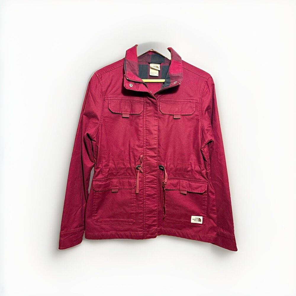 The North Face Urban Utility Jacket Womens Medium Deep Garnet Red Flannel Lined